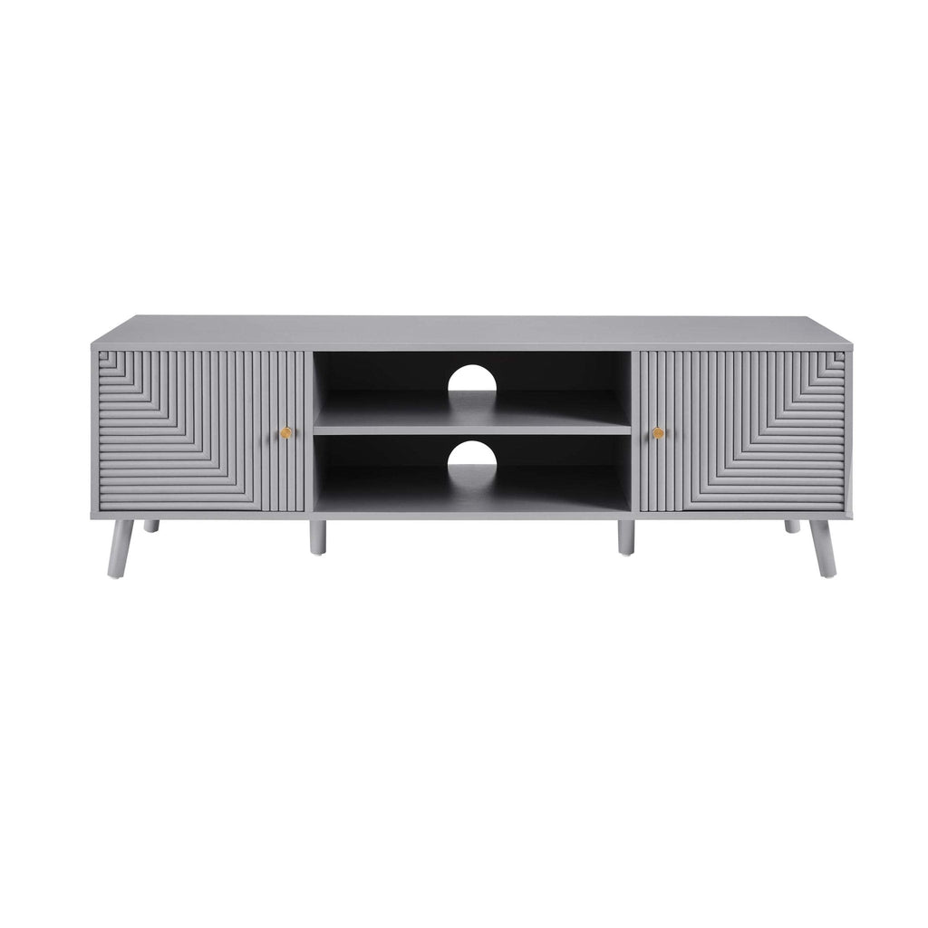 Meuble TV Gris Clair Minimaliste avec Tiroirs de Rangement pour TV jusqu'à 60 Pouces pour Salon