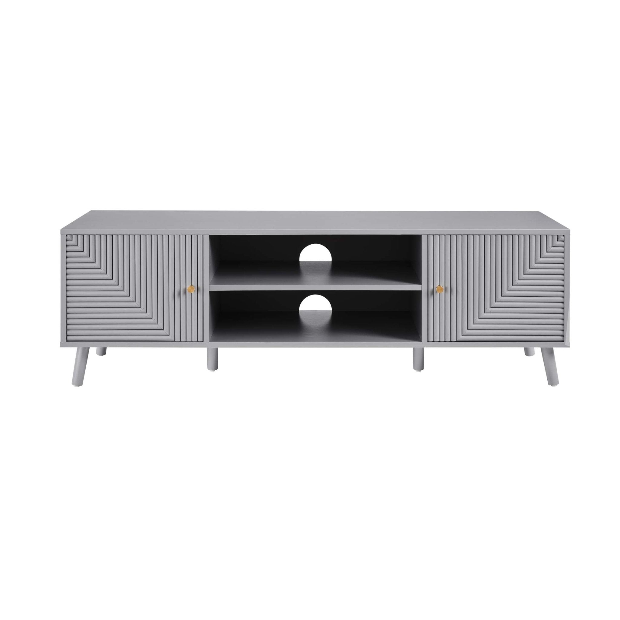 Meuble TV Gris Clair Minimaliste avec Tiroirs de Rangement pour TV jusqu'à 60 Pouces pour Salon