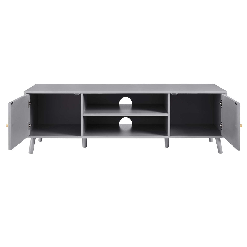 Meuble TV Gris Clair Minimaliste avec Tiroirs de Rangement pour TV jusqu'à 60 Pouces pour Salon