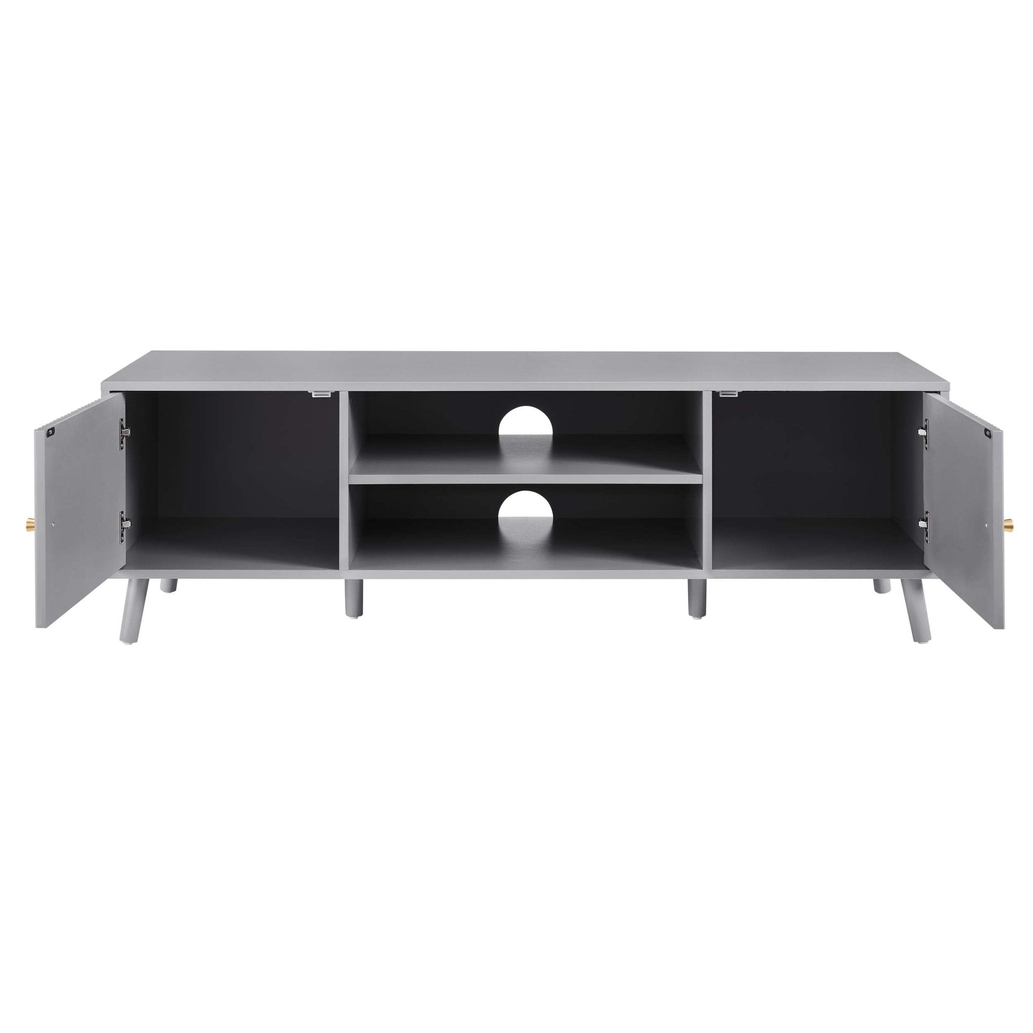 Meuble TV Gris Clair Minimaliste avec Tiroirs de Rangement pour TV jusqu'à 60 Pouces pour Salon