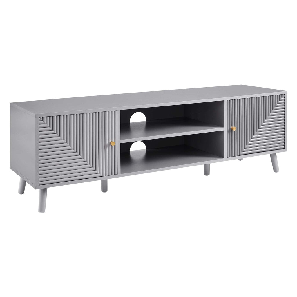 Meuble TV Gris Clair Minimaliste avec Tiroirs de Rangement pour TV jusqu'à 60 Pouces pour Salon