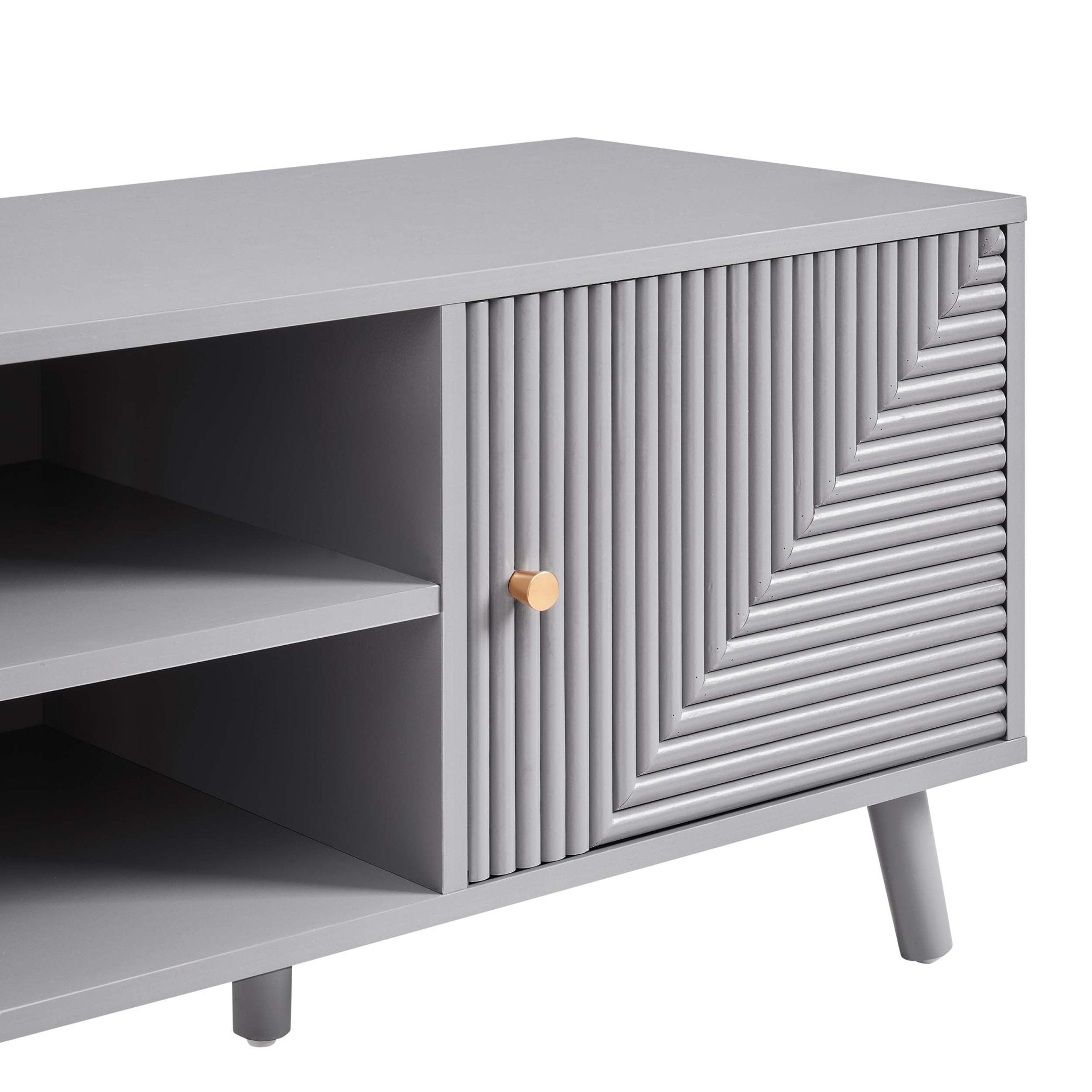 Meuble TV Gris Clair Minimaliste avec Tiroirs de Rangement pour TV jusqu'à 60 Pouces pour Salon