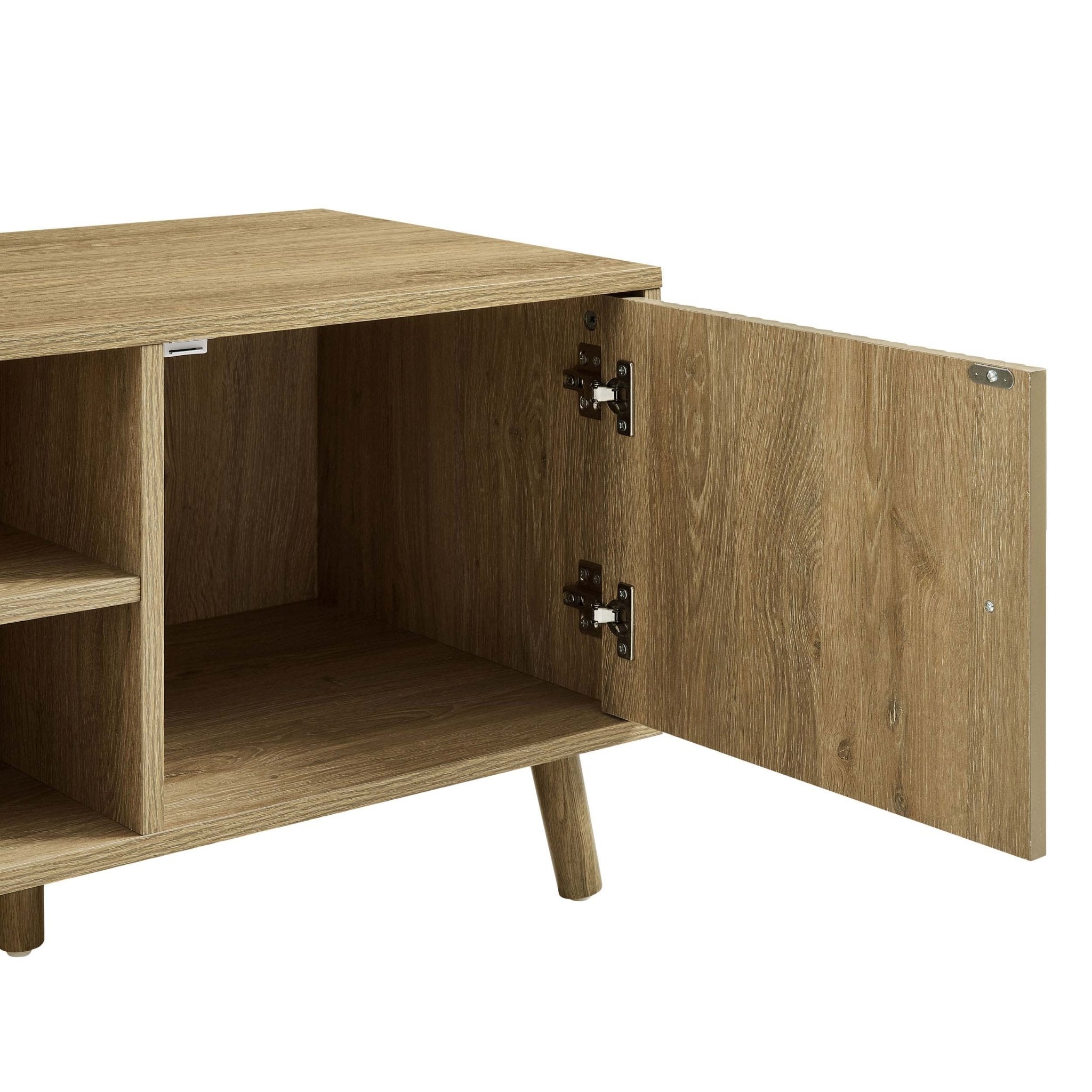 Meuble TV Scandi en bois clair avec tiroirs de rangement pour téléviseurs jusqu'à 60 pouces pour le salon