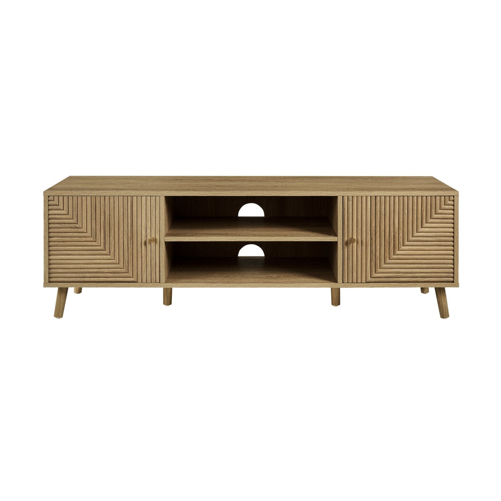 Meuble TV Scandi en bois clair avec tiroirs de rangement pour téléviseurs jusqu'à 60 pouces pour le salon