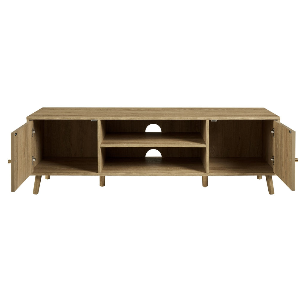 Meuble TV Scandi en bois clair avec tiroirs de rangement pour téléviseurs jusqu'à 60 pouces pour le salon