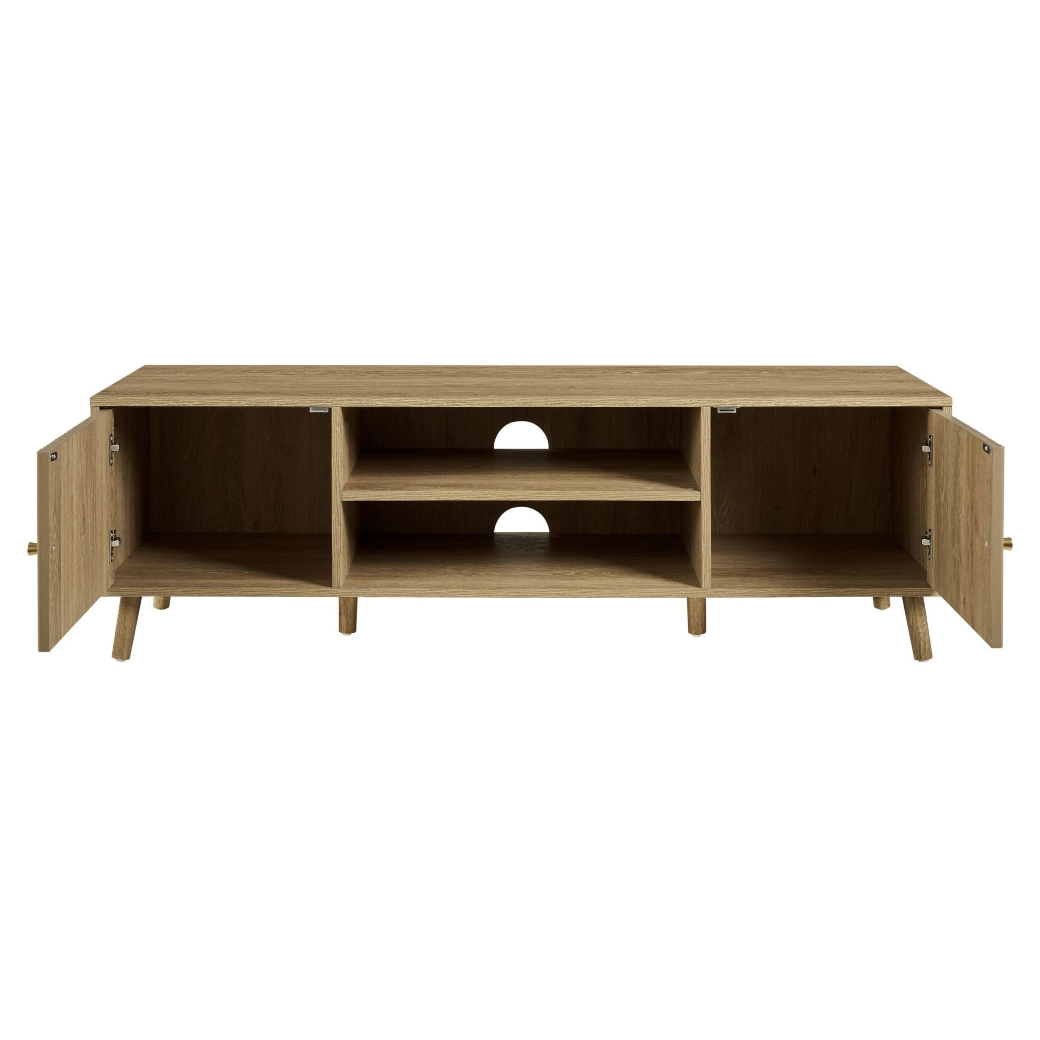 Meuble TV Scandi en bois clair avec tiroirs de rangement pour téléviseurs jusqu'à 60 pouces pour le salon