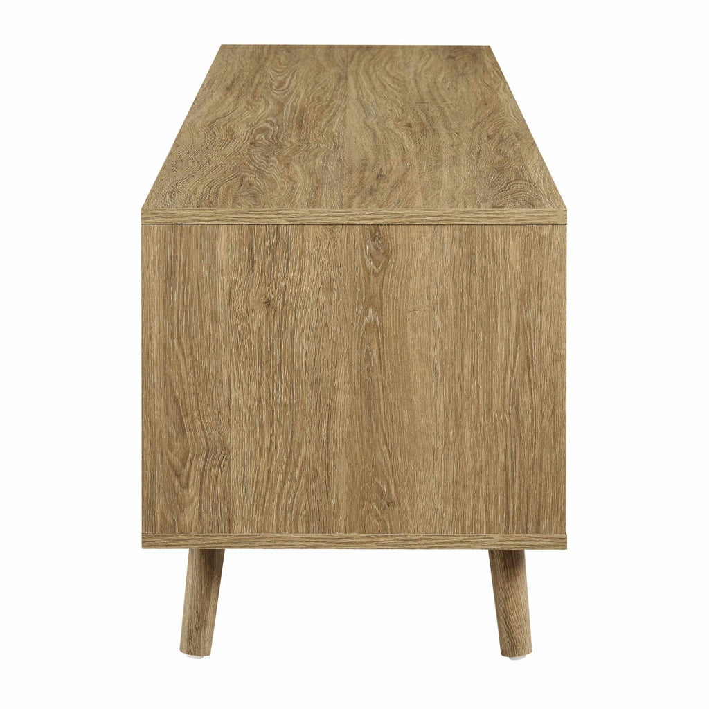 Meuble TV Scandi en bois clair avec tiroirs de rangement pour téléviseurs jusqu'à 60 pouces pour le salon