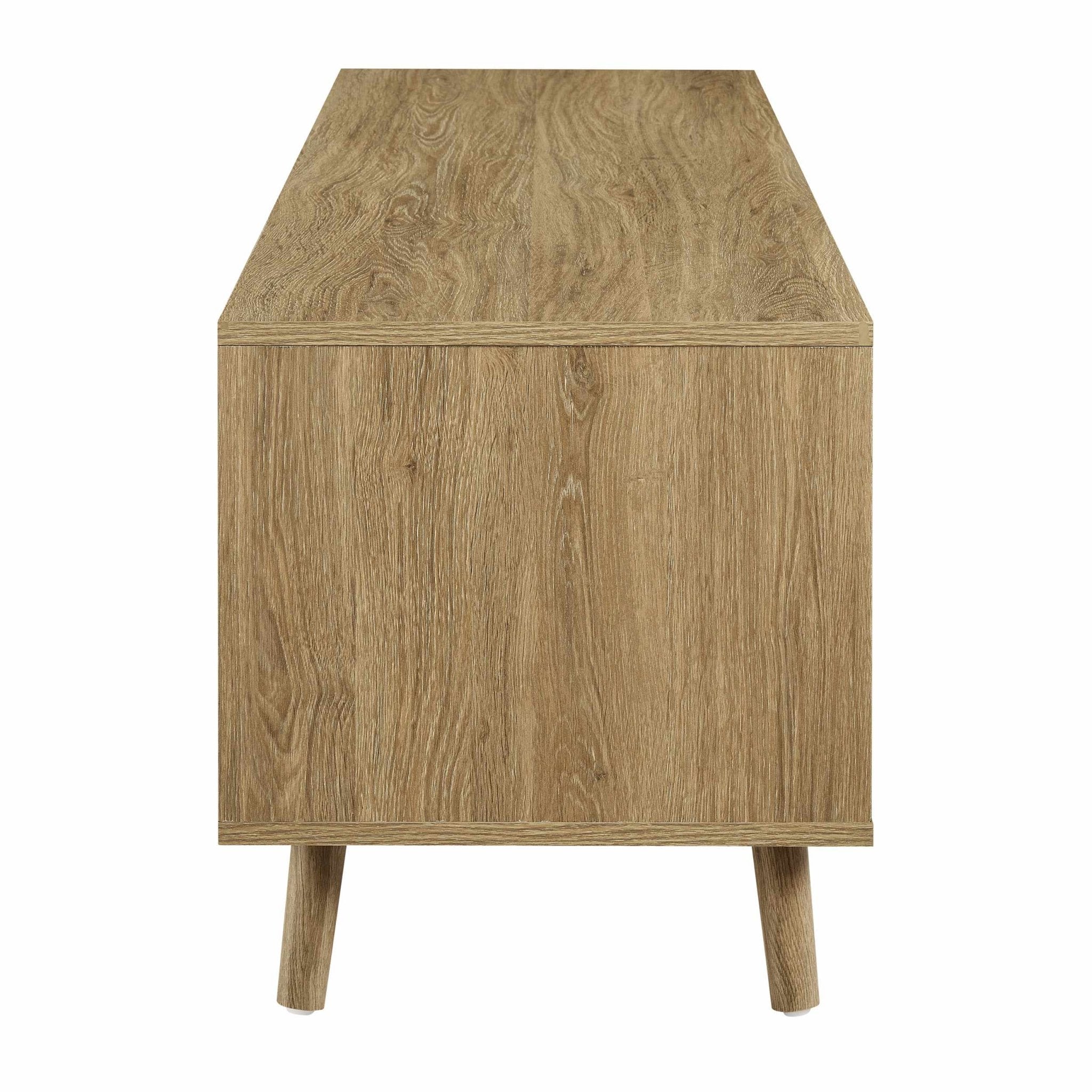 Meuble TV Scandi en bois clair avec tiroirs de rangement pour téléviseurs jusqu'à 60 pouces pour le salon