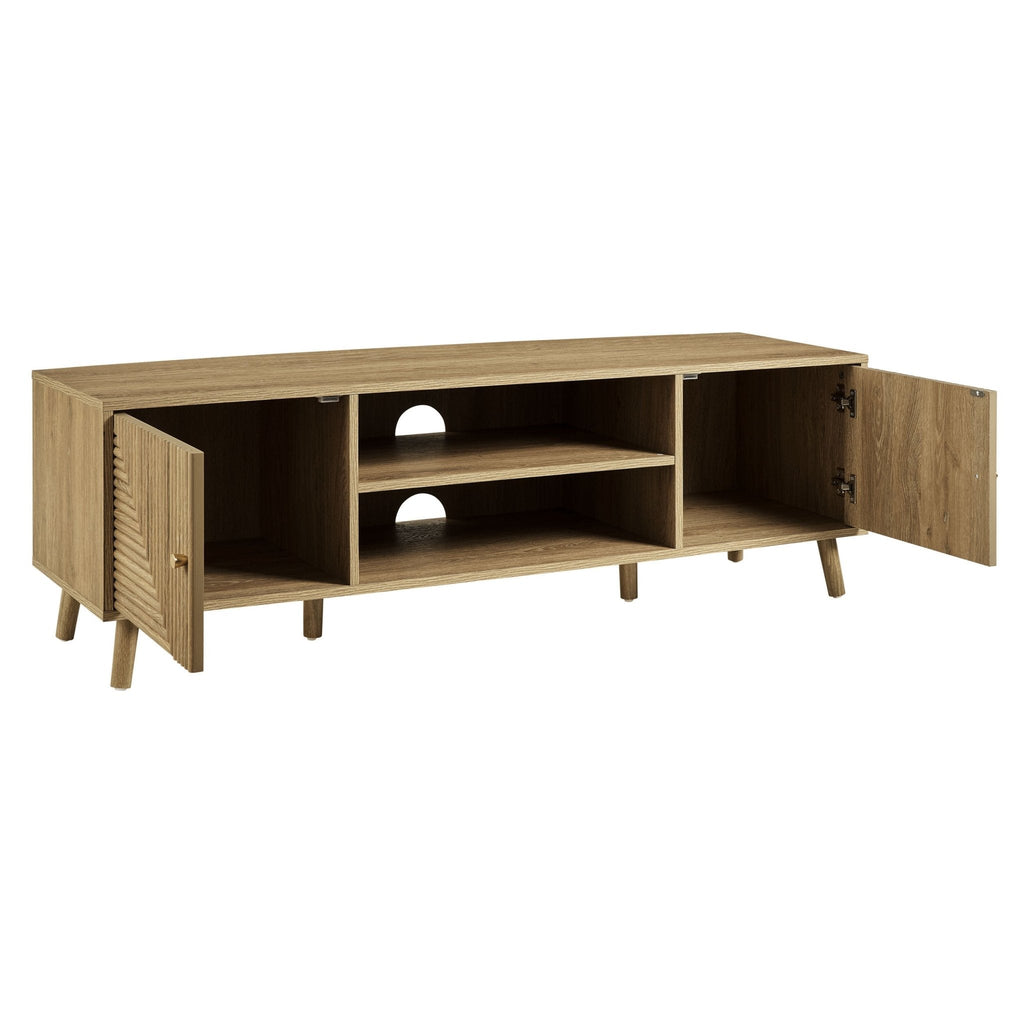 Meuble TV Scandi en bois clair avec tiroirs de rangement pour téléviseurs jusqu'à 60 pouces pour le salon