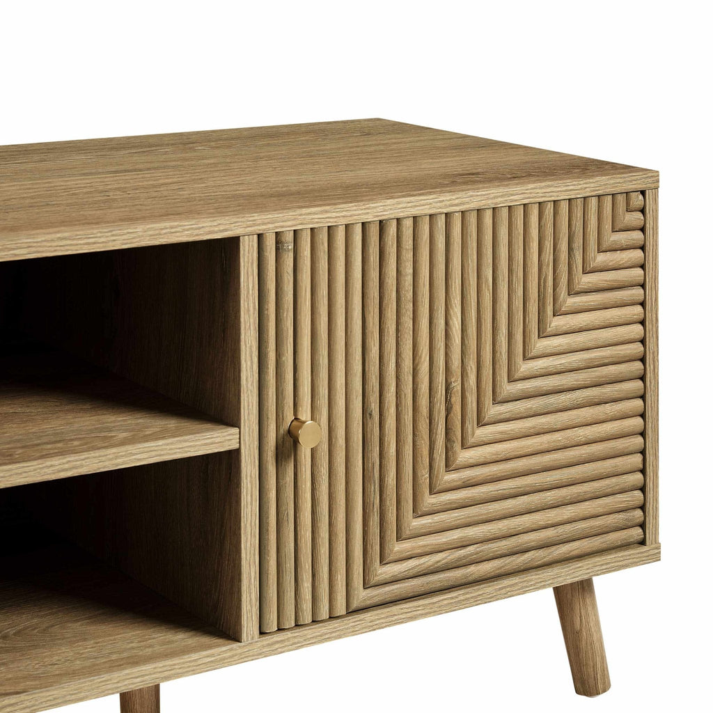 Meuble TV Scandi en bois clair avec tiroirs de rangement pour téléviseurs jusqu'à 60 pouces pour le salon