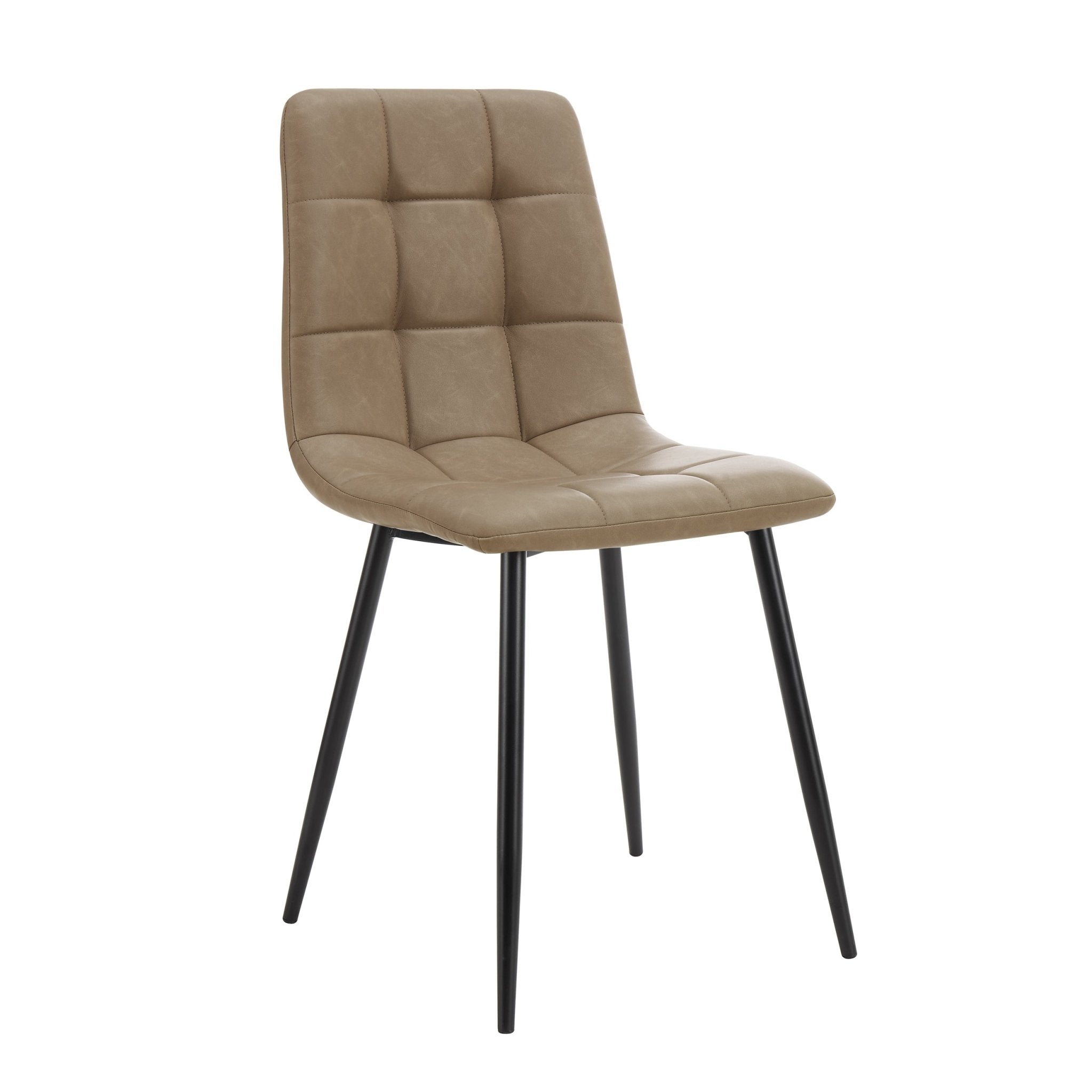 Chaise de salle à manger classique en similicuir marron avec cadre en bois