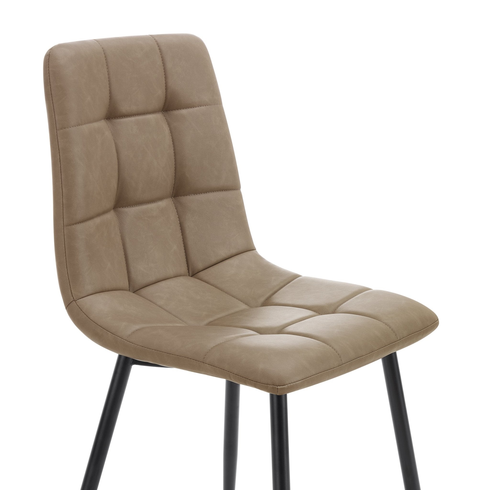 Chaise de salle à manger classique en similicuir marron avec cadre en bois