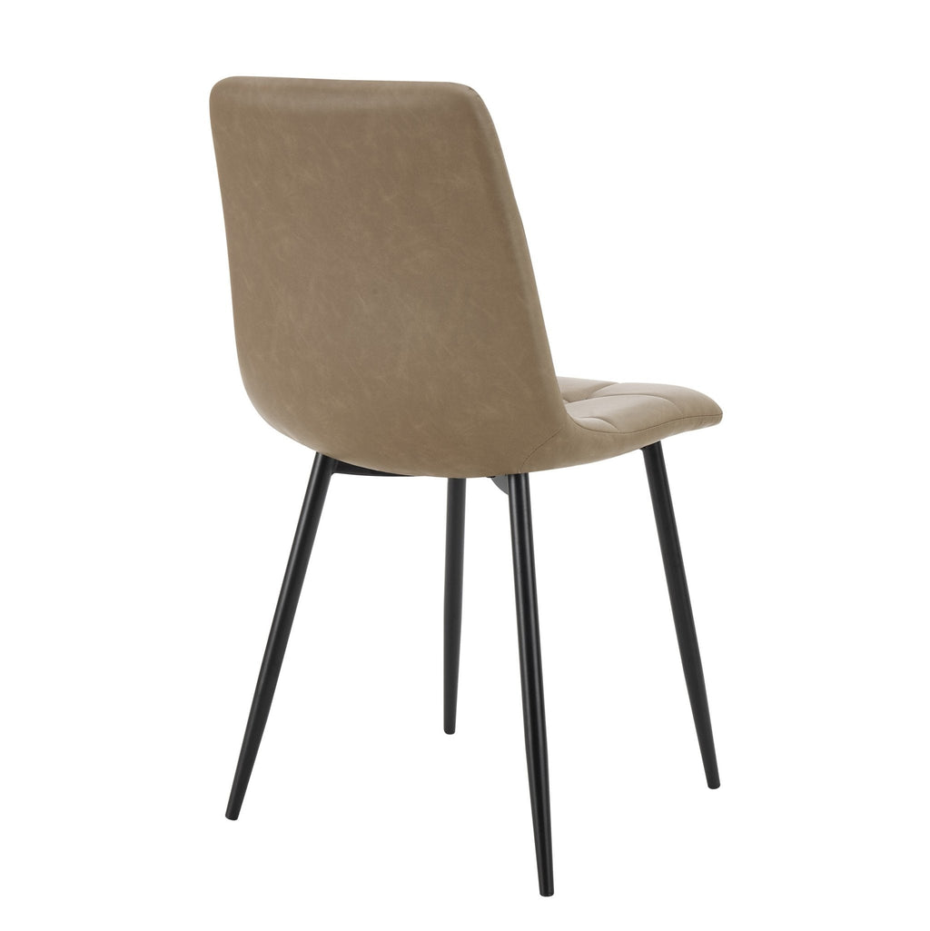 Chaise de salle à manger classique en similicuir marron avec cadre en bois