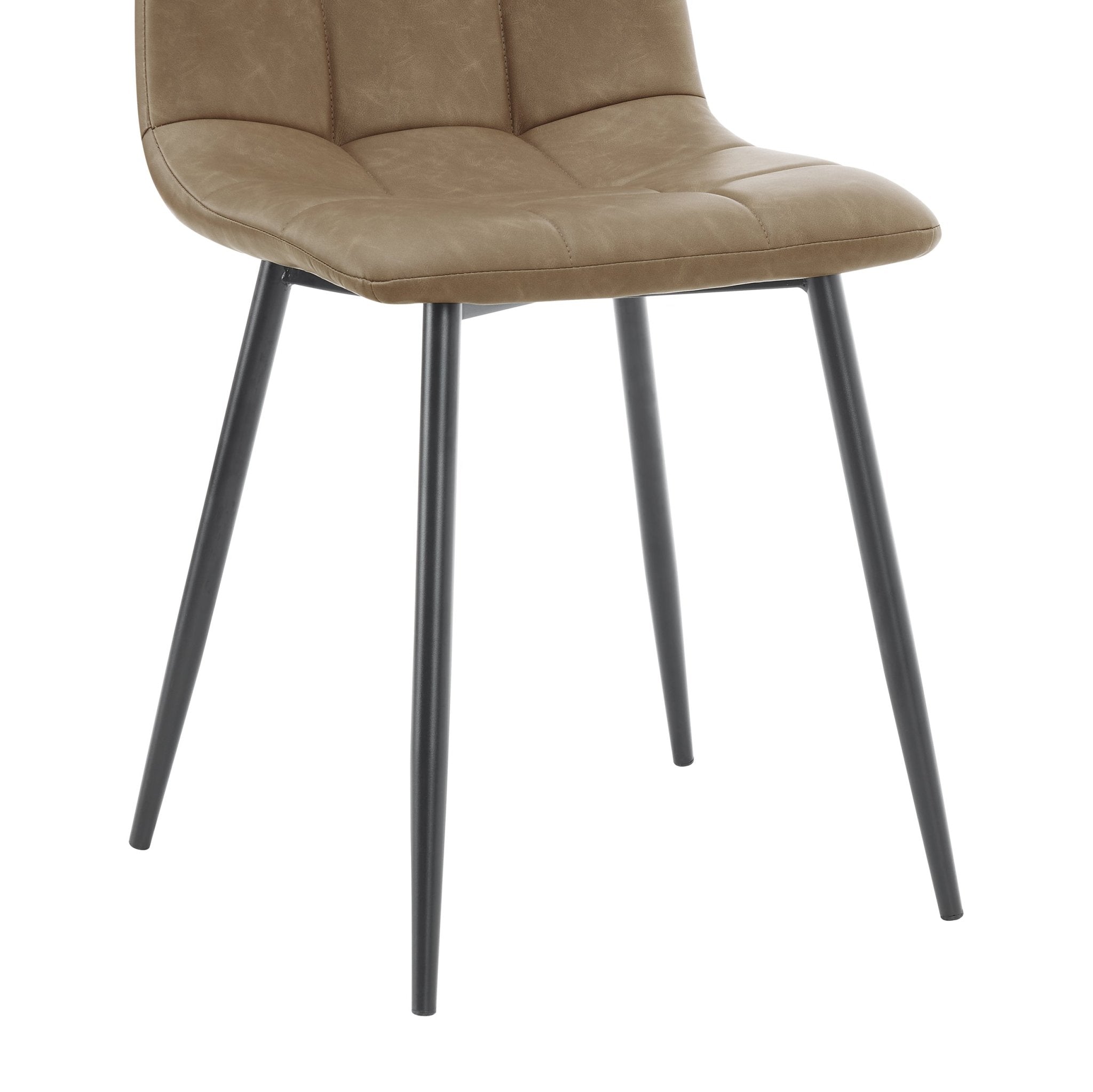 Chaise de salle à manger classique en similicuir marron avec cadre en bois