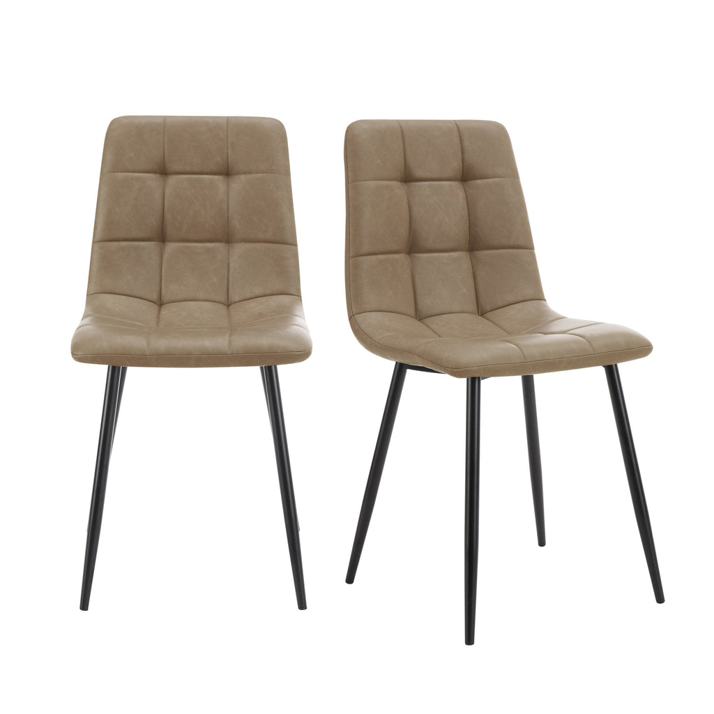 Chaise de salle à manger classique en similicuir marron avec cadre en bois