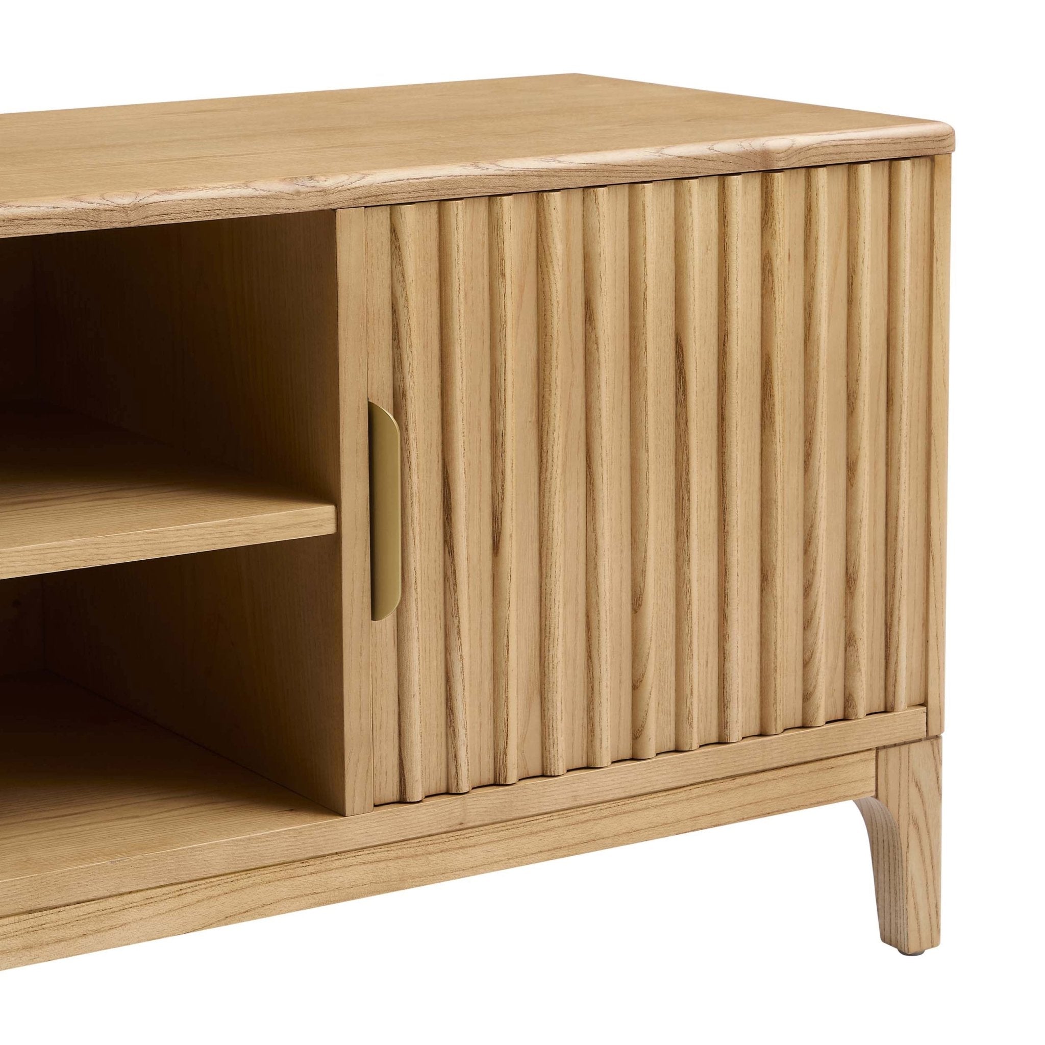 Meuble TV en placage bois clair style scandinave, design épuré, pour téléviseurs jusqu'à 60 pouces, pour salon
