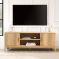 Meuble TV en placage bois clair style scandinave, design épuré, pour téléviseurs jusqu'à 60 pouces, pour salon