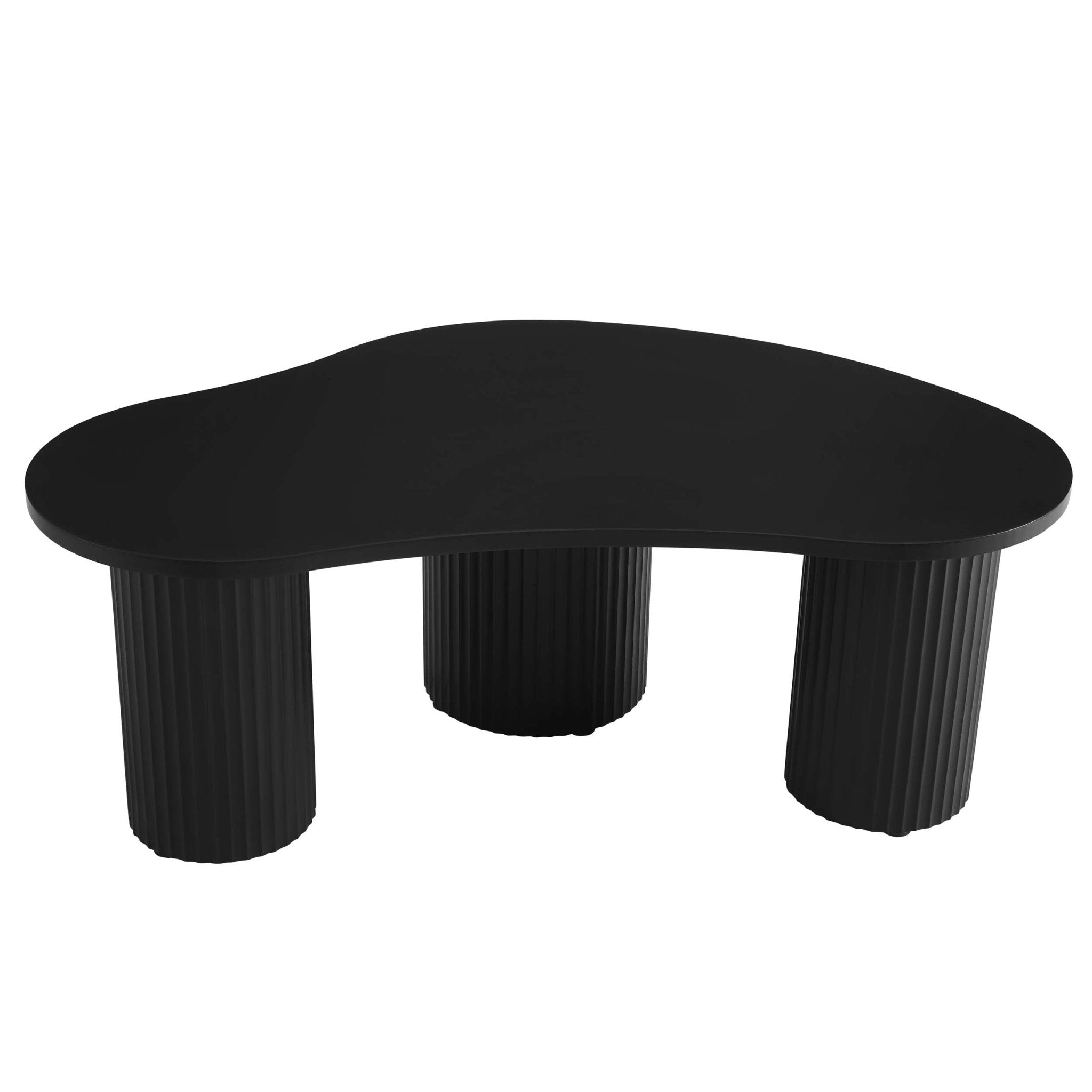 Table basse contemporaine peinte en noir, de forme irrégulière, pour salon
