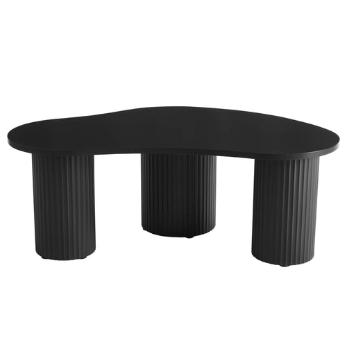 Table basse contemporaine peinte en noir, de forme irrégulière, pour salon
