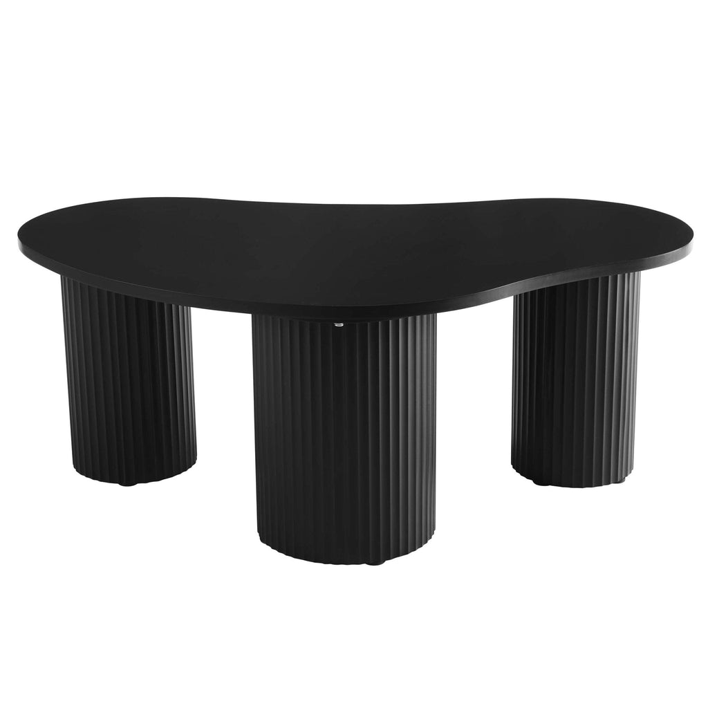 Table basse contemporaine peinte en noir, de forme irrégulière, pour salon