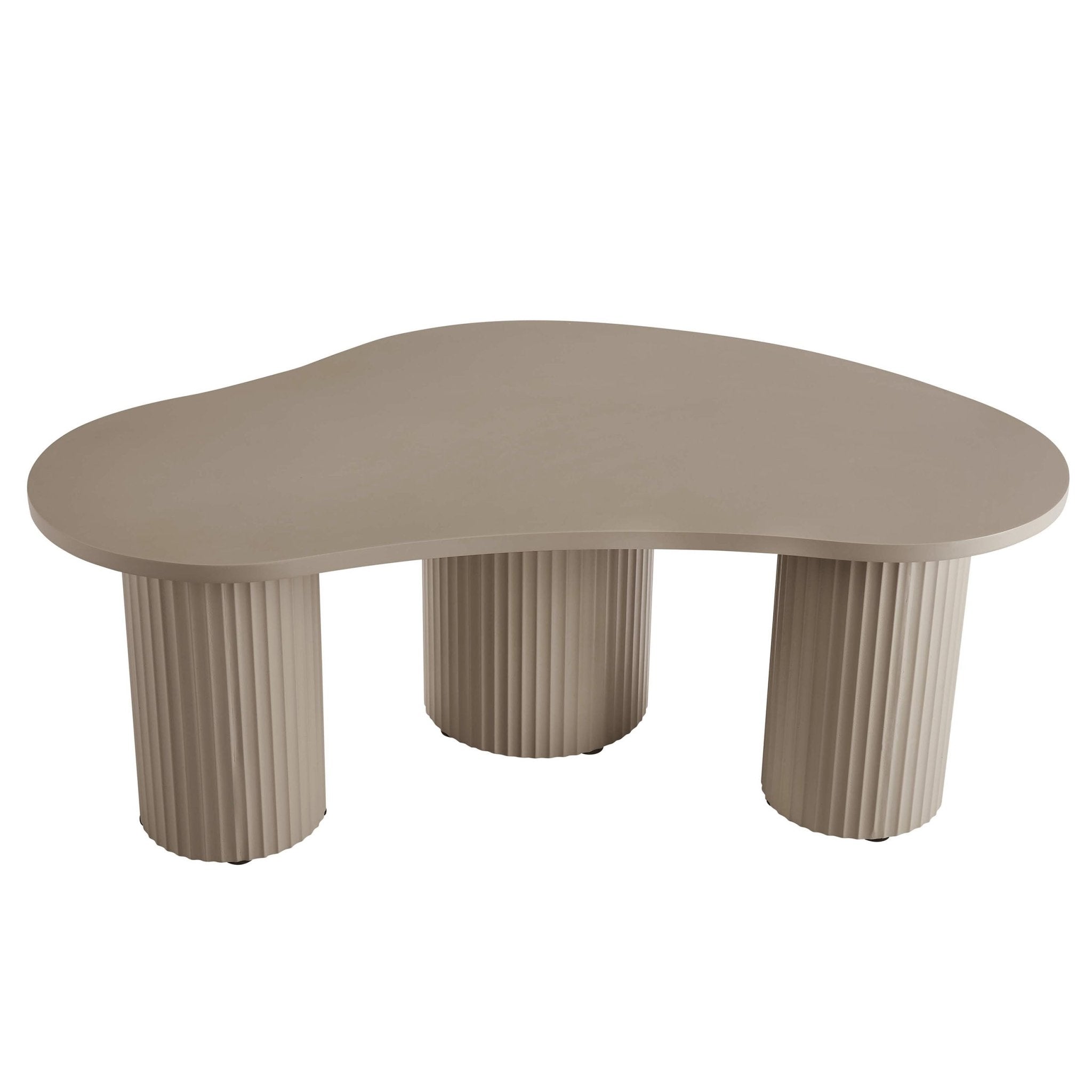 Table basse contemporaine peinte taupe de forme irrégulière pour salon