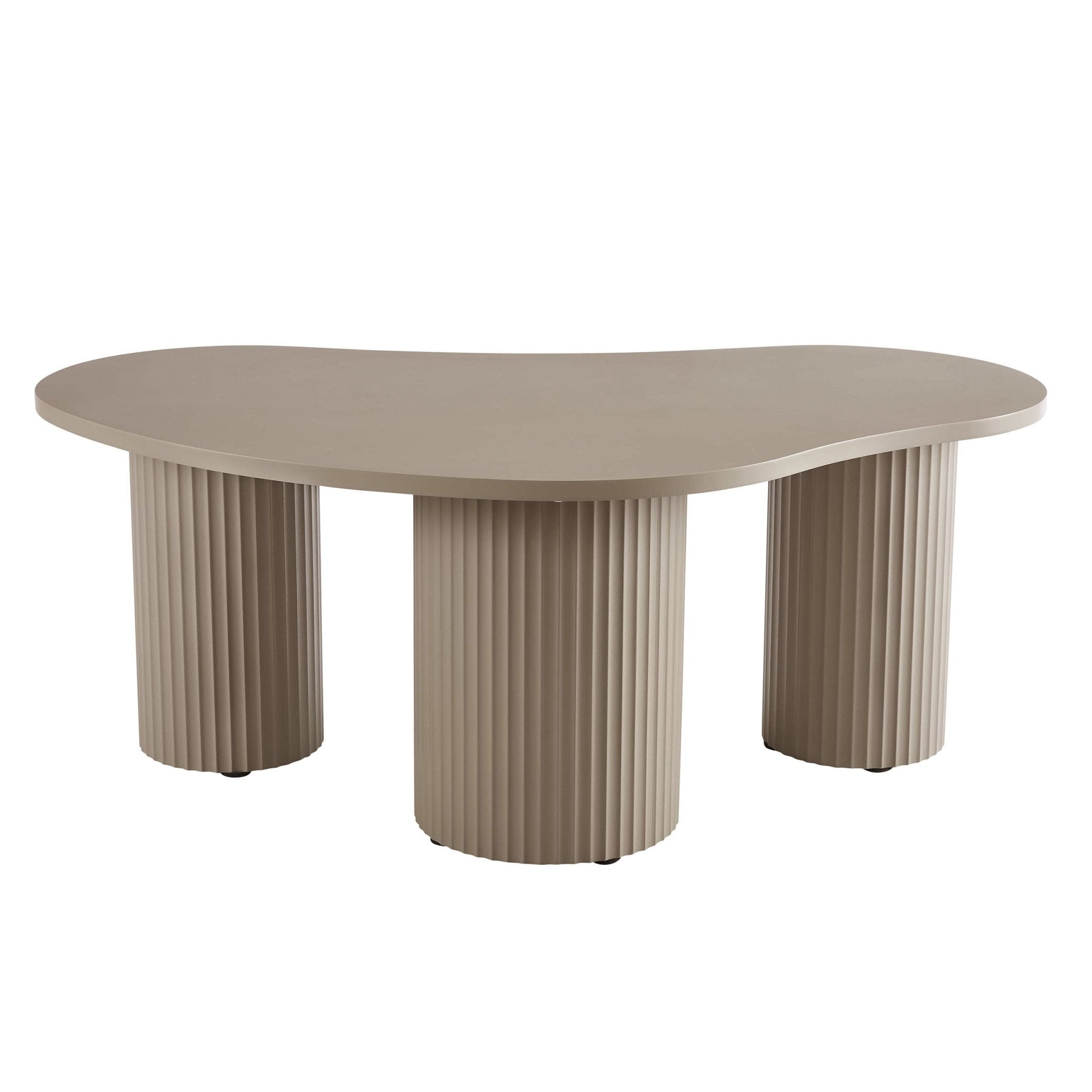 Table basse contemporaine peinte taupe de forme irrégulière pour salon