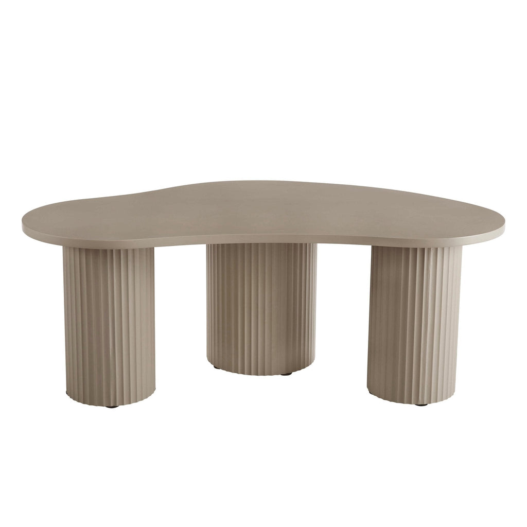 Table basse contemporaine peinte taupe de forme irrégulière pour salon