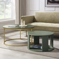 Table basse peinte vétiver moderne avec accents dorés pour le salon