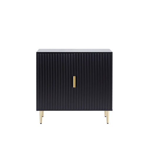 Bahut compact noir contemporain avec accents dorés pour le salon