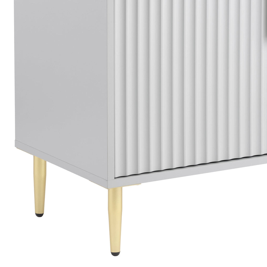 Buffet compact gris contemporain peint avec accents dorés pour salon