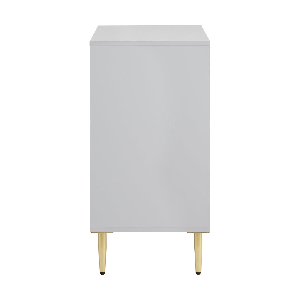Buffet compact gris contemporain peint avec accents dorés pour salon