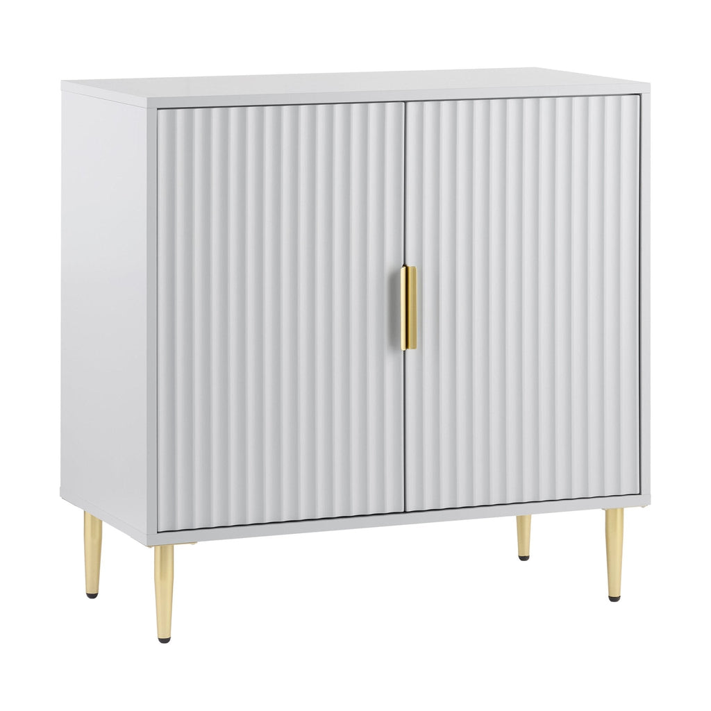 Buffet compact gris contemporain peint avec accents dorés pour salon