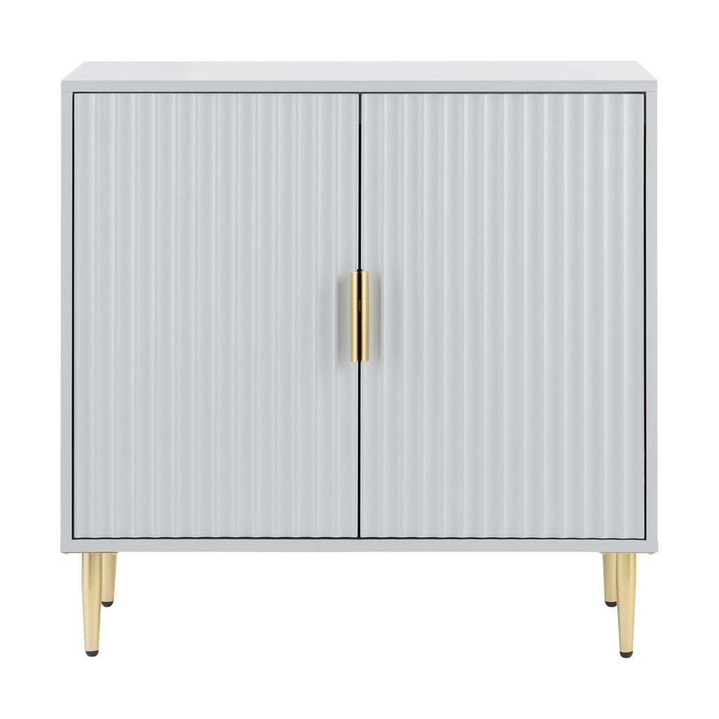 Buffet compact gris contemporain peint avec accents dorés pour salon