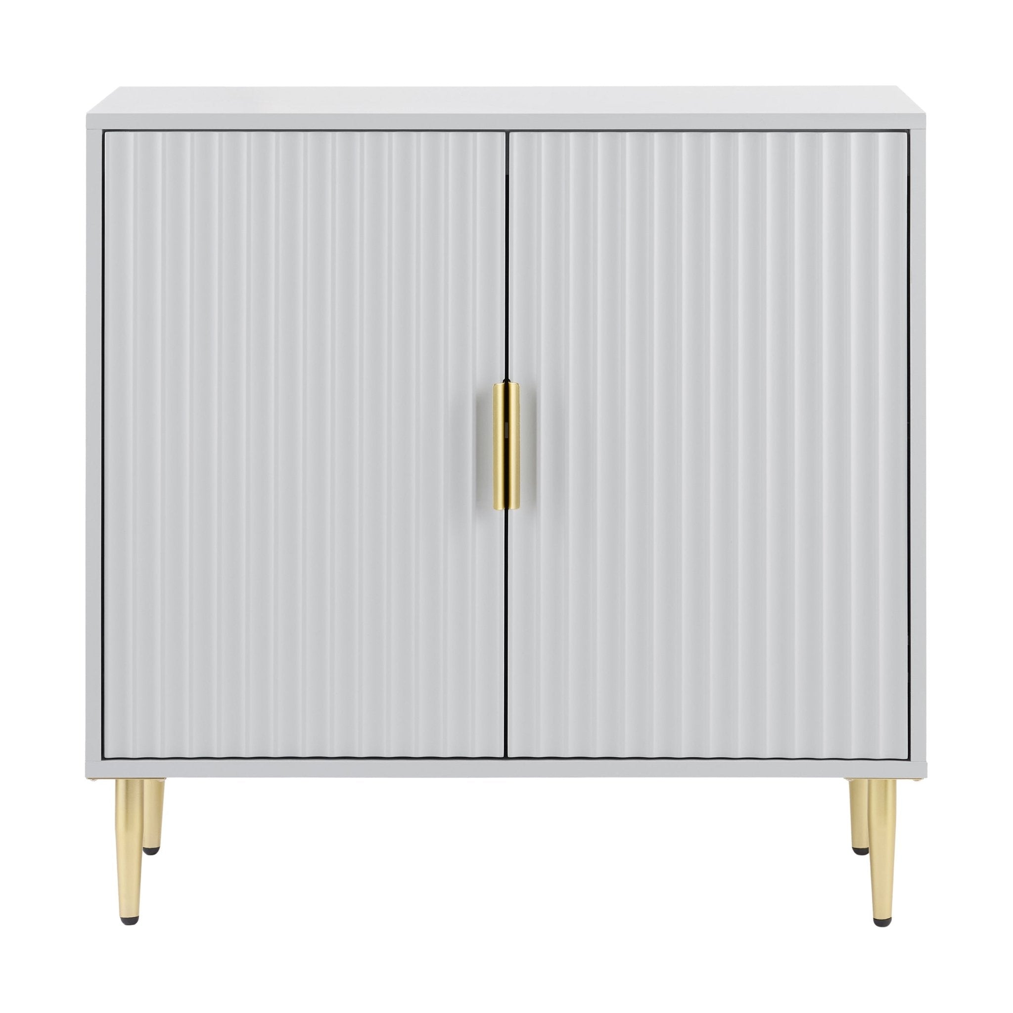Buffet compact gris contemporain peint avec accents dorés pour salon