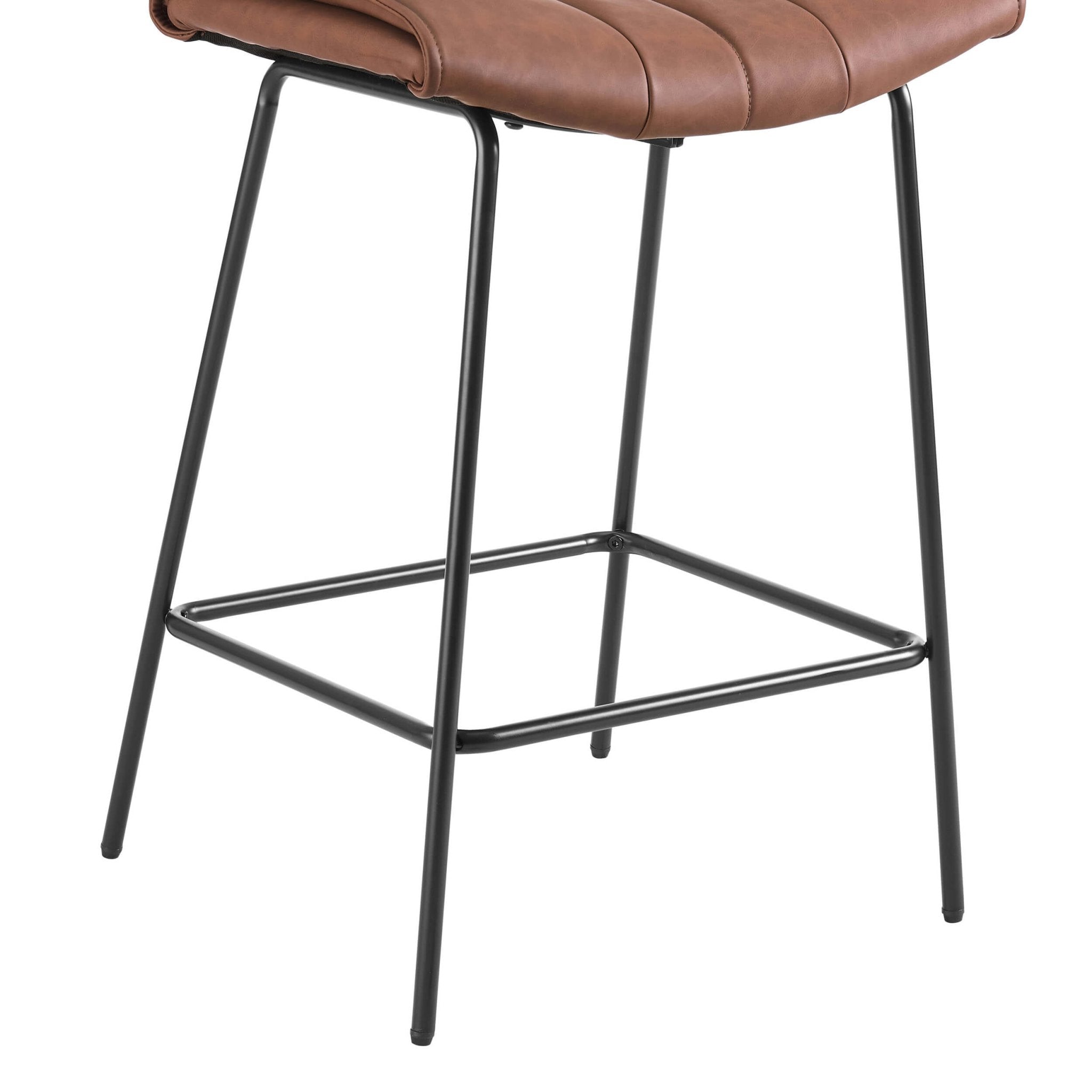 Tabouret de bar en similicuir rétro tanné avec dossier incurvé sculptural pour cuisine