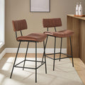 Tabouret de bar en similicuir rétro tanné avec dossier incurvé sculptural pour cuisine