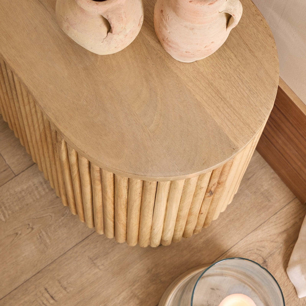 Meuble TV Luxe en bois de manguier naturel avec étagères pour téléviseurs jusqu'à 55 pouces pour salon