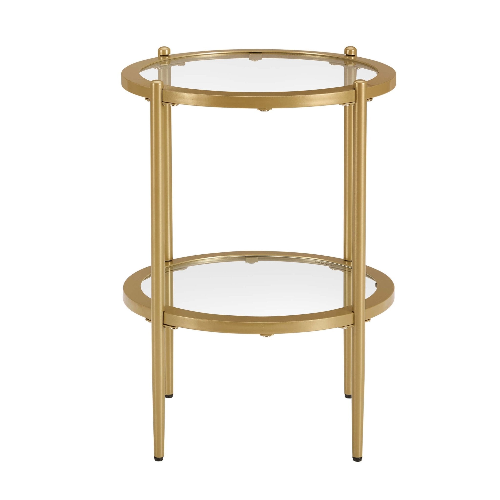 Table d'appoint de salon Luxe Gold en verre et métal avec plateau rond
