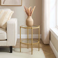 Table d'appoint de salon Luxe Gold en verre et métal avec plateau rond