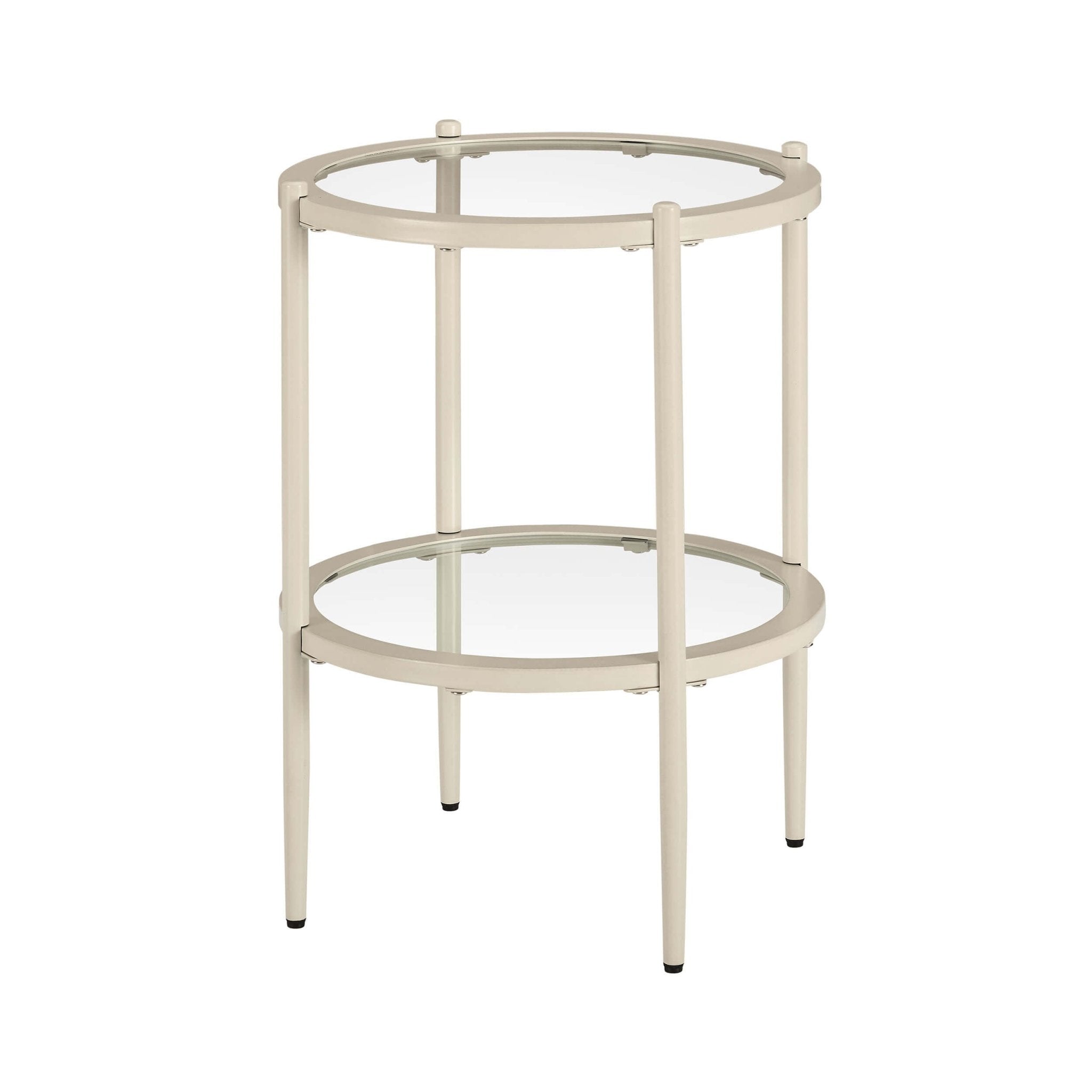 Table d'appoint minimaliste en pierre, verre et métal avec plateau rond pour salon