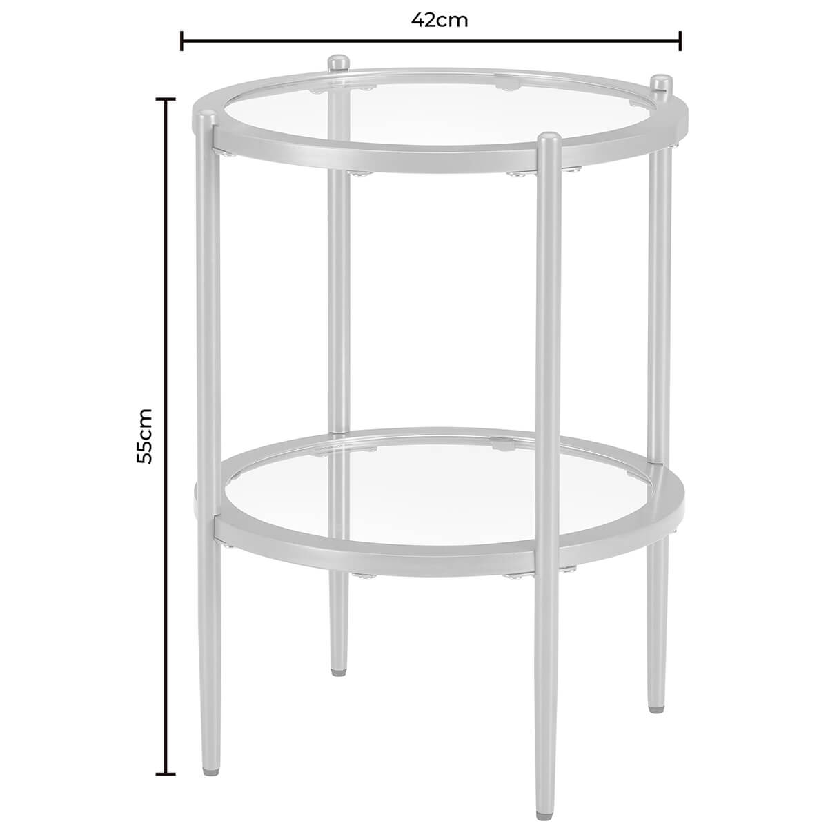 Table d'appoint minimaliste en pierre, verre et métal avec plateau rond pour salon