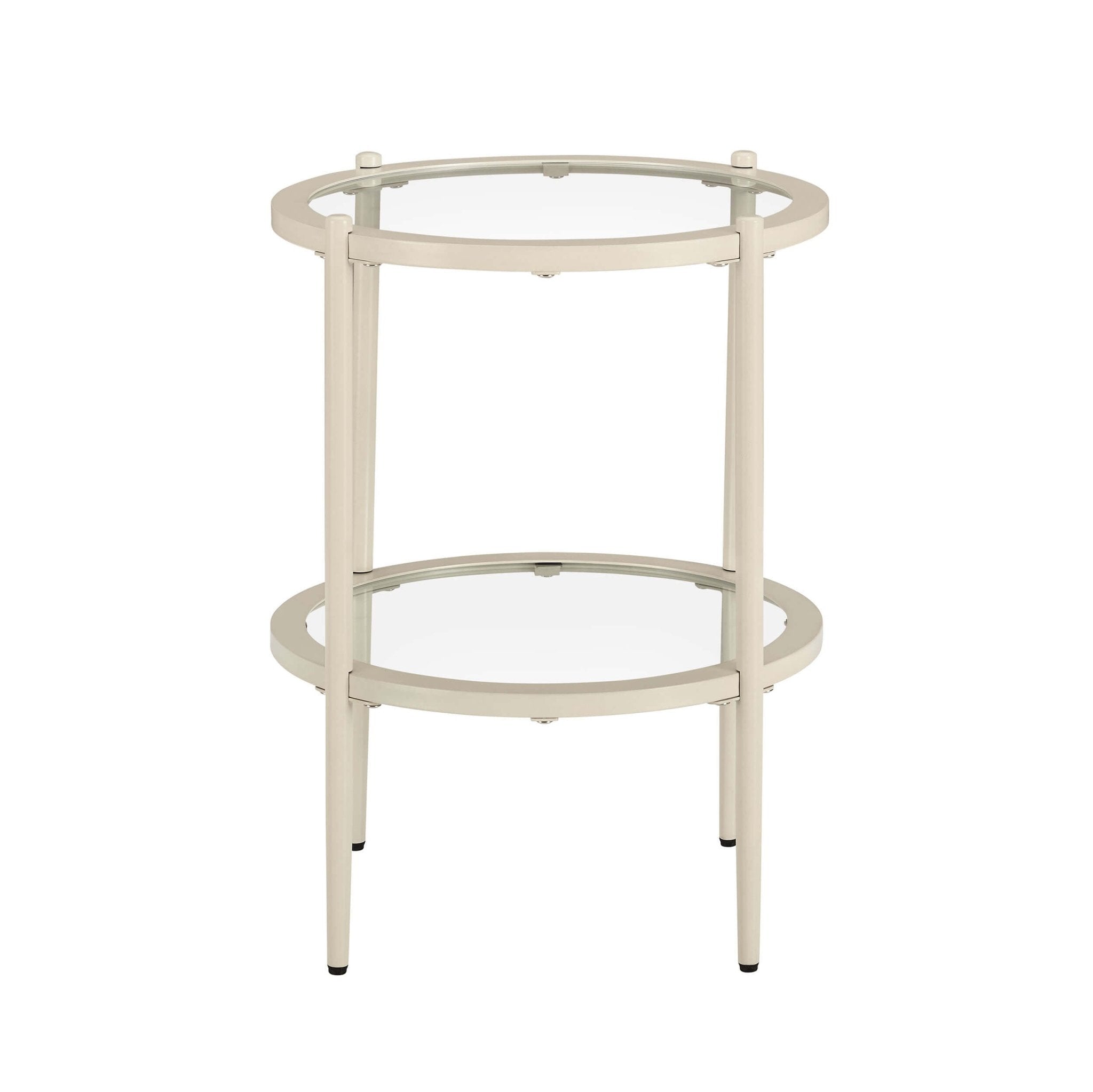 Table d'appoint minimaliste en pierre, verre et métal avec plateau rond pour salon