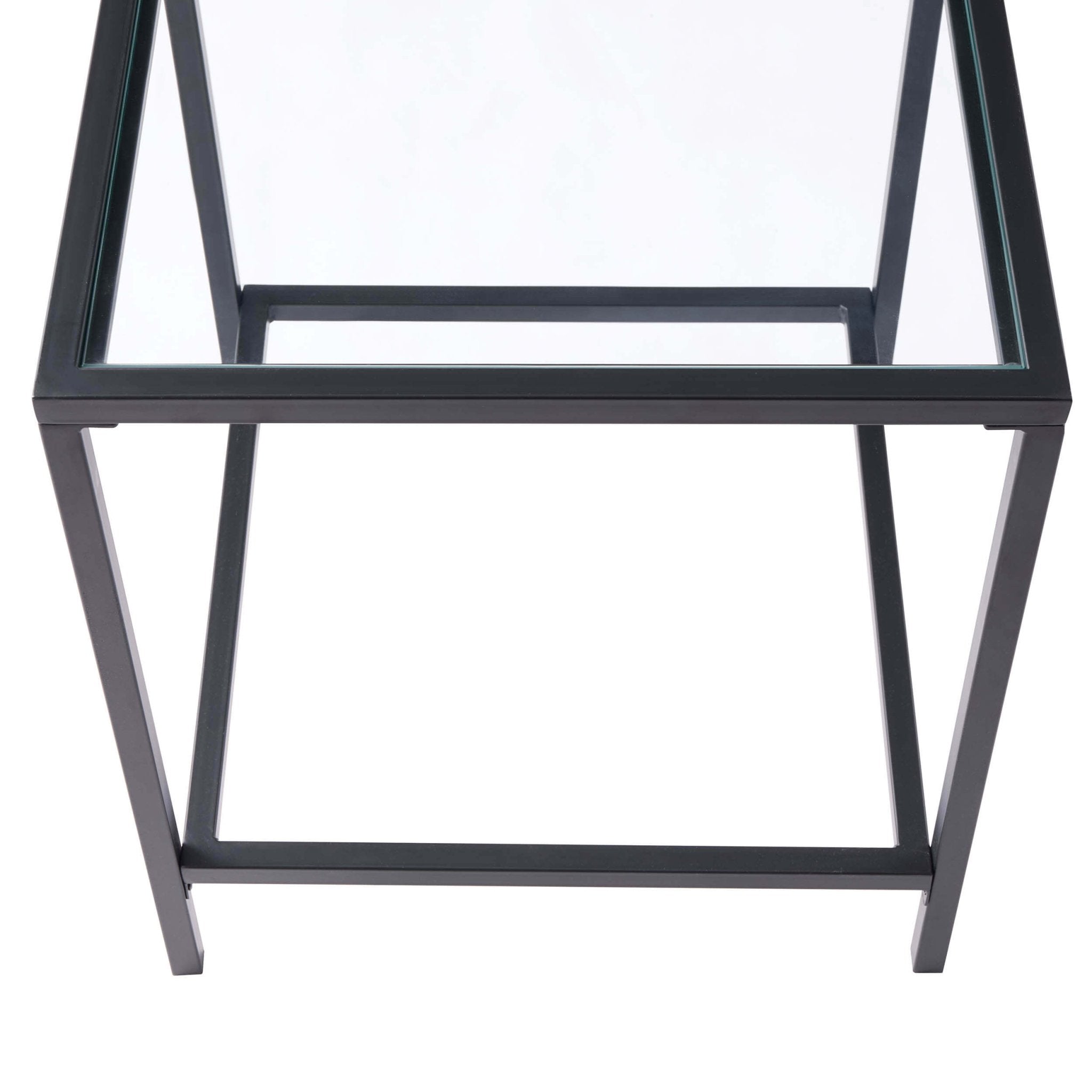 Table d'appoint contemporaine en verre fumé et métal, plateau carré, pour salon