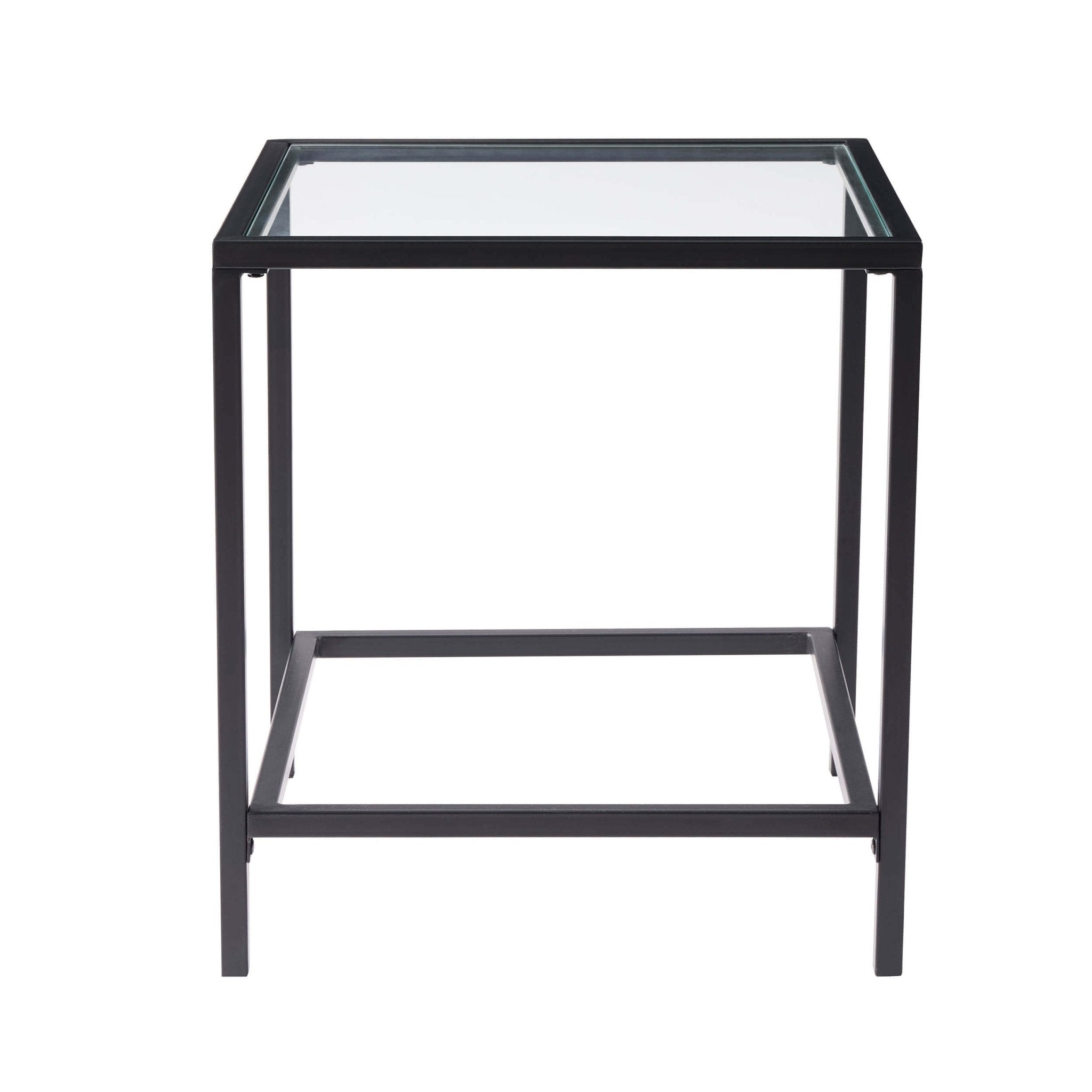 Table d'appoint contemporaine en verre fumé et métal, plateau carré, pour salon