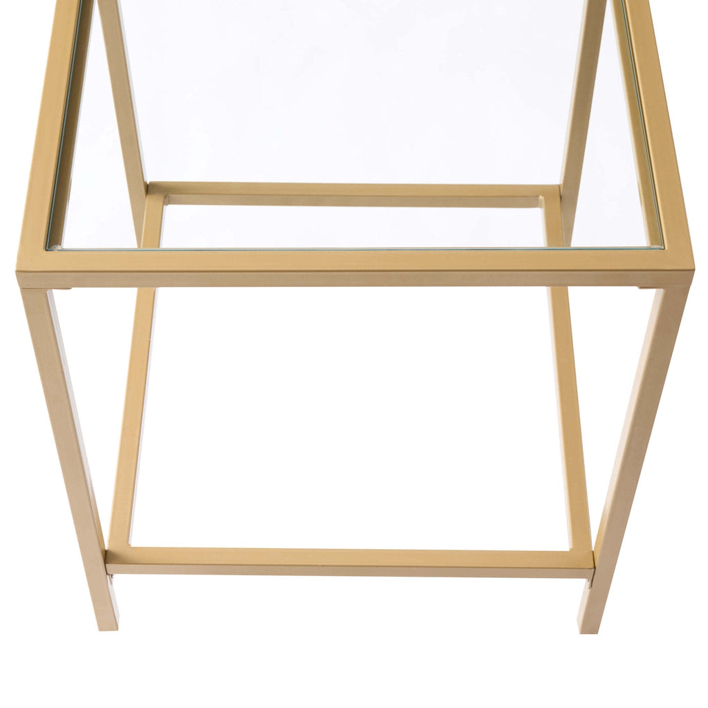 Table d'appoint de luxe en verre et métal doré avec plateau carré pour salon