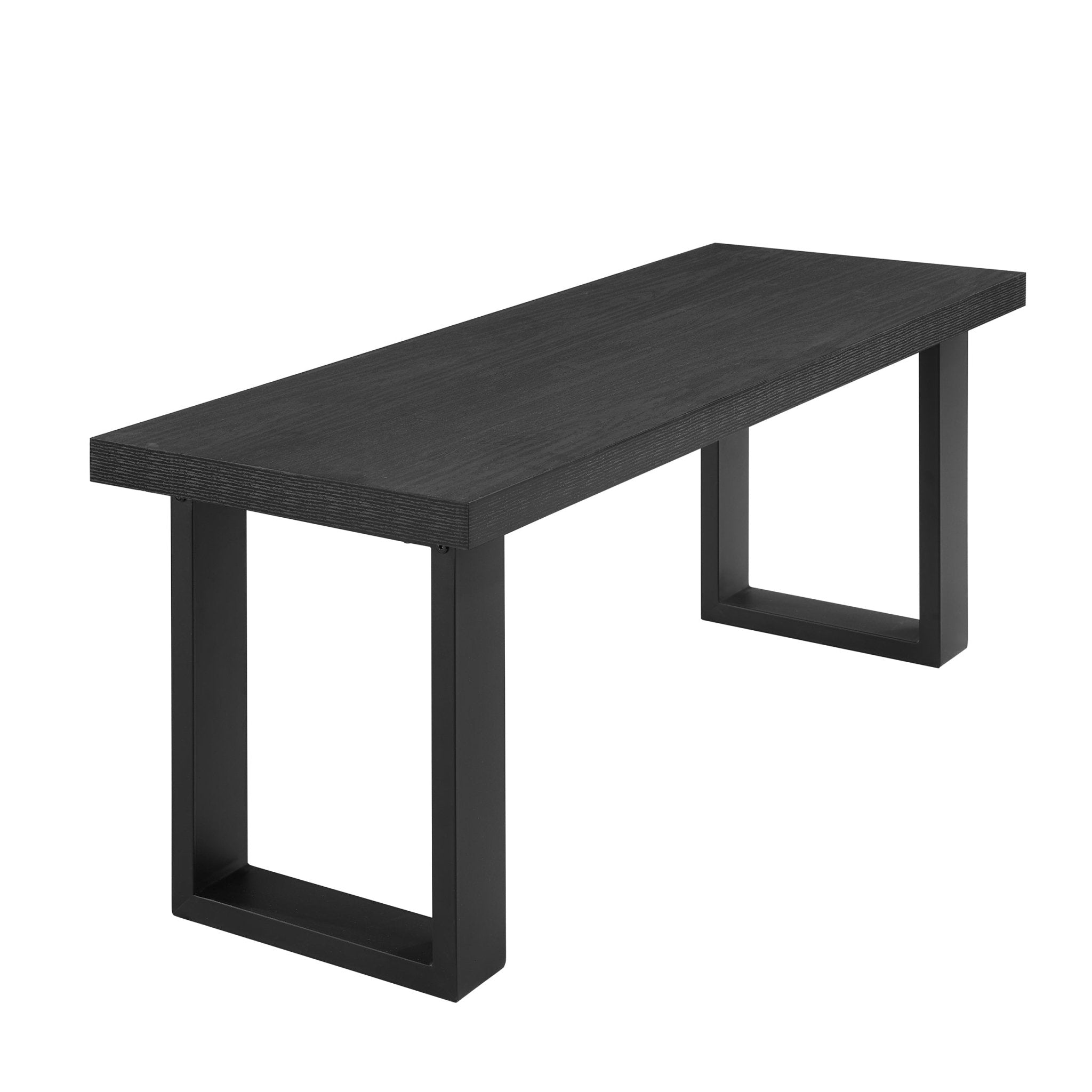 Banc de salle à manger moderne en métal noir avec assise rembourrée