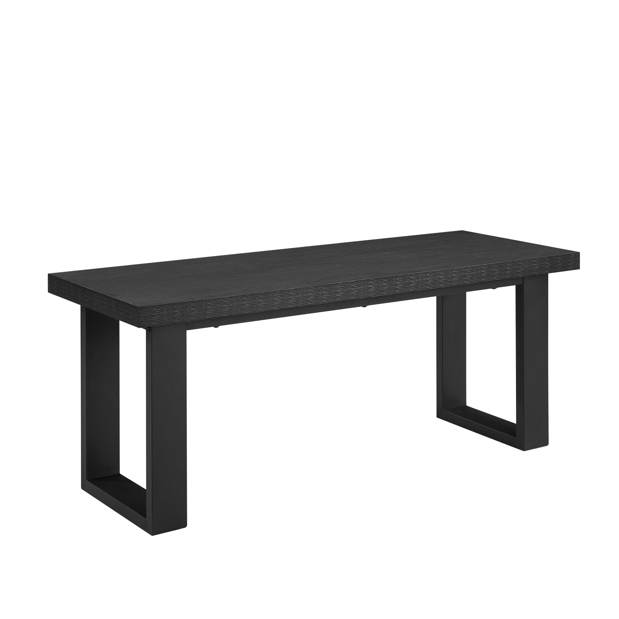 Banc de salle à manger moderne en métal noir avec assise rembourrée