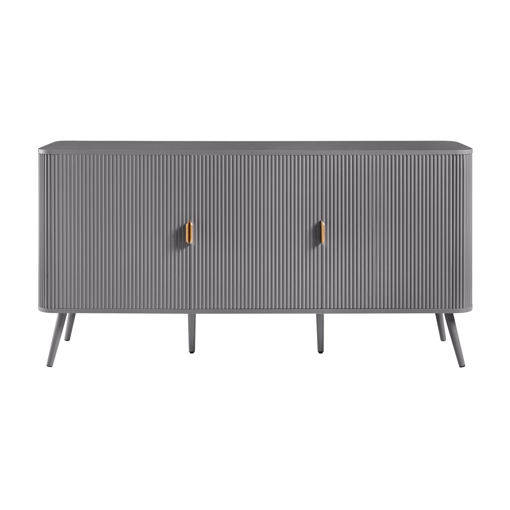 Buffet Contemporain Gris Clair Effet Bois avec 3 Portes pour Salon