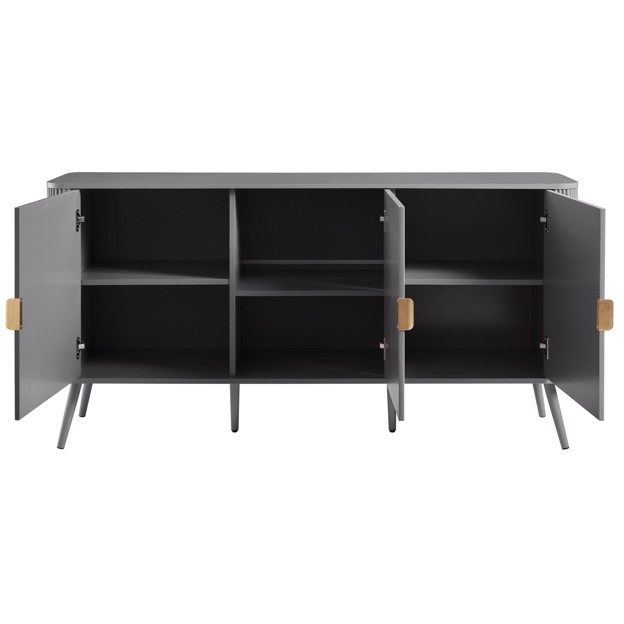 Buffet Contemporain Gris Clair Effet Bois avec 3 Portes pour Salon