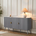 Buffet Contemporain Gris Clair Effet Bois avec 3 Portes pour Salon